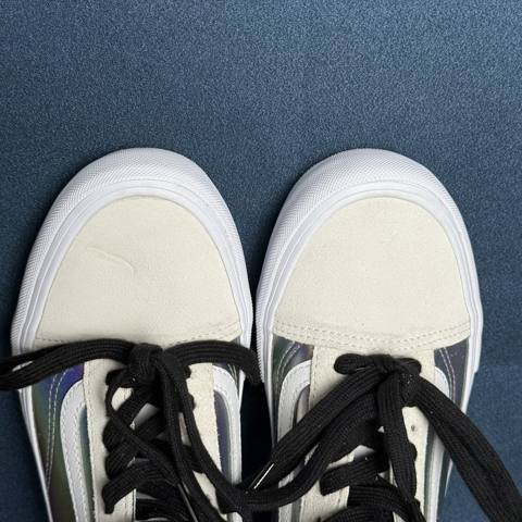 Vans Old Skool Pro Mens 6 Womens 8 Iridescent Silver White Skate Shoes Sneakers photo 5