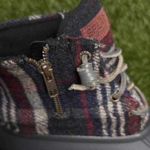 Sperry Saltwater Duck Boots Womens Size 6 Blue Red Wool Plaid Waterproof Rain photo 7
