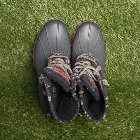 Sperry Saltwater Duck Boots Womens Size 6 Blue Red Wool Plaid Waterproof Rain photo 8