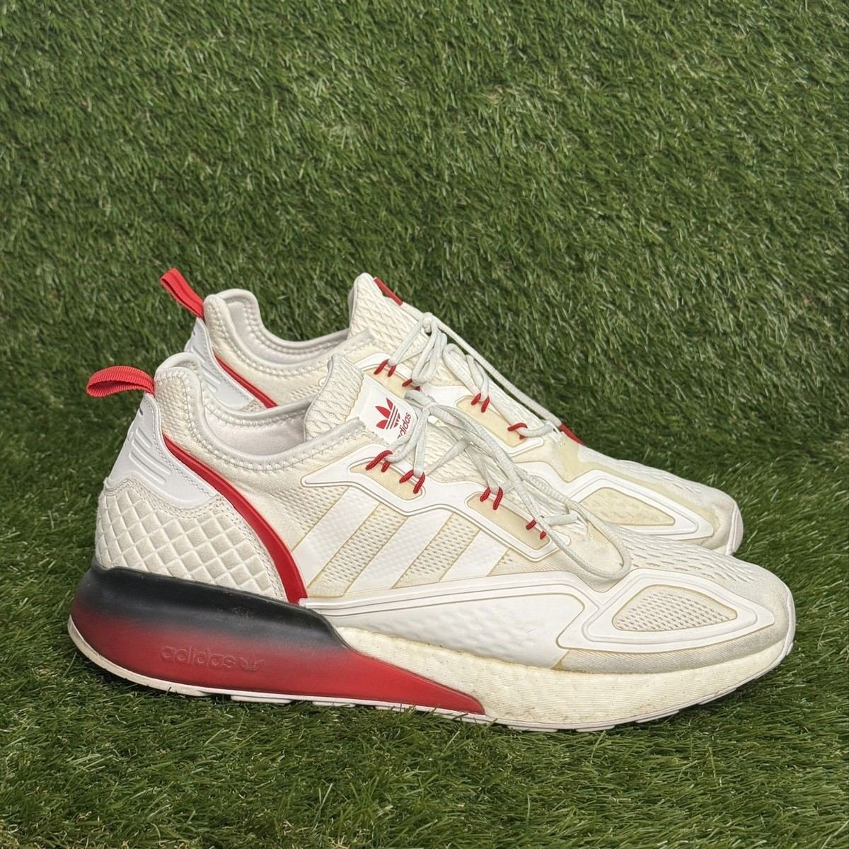 Adidas ZX 2K Boost Mens Size 13 White Gradient Sole Running Shoes Sneakers
