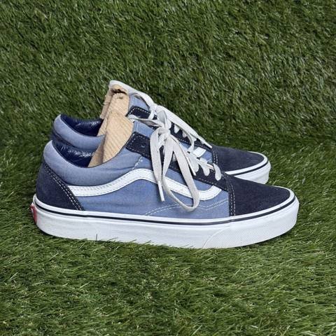 Vans Old Skool Mens 7 Womens 8.5 Black Blue Suede Canvas Low Top Skate Shoes