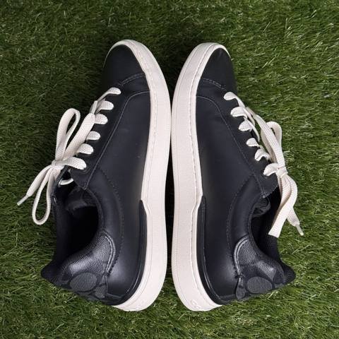 Coach Clip Low Top Womens Size 7 Black Leather Signature Sneakers Shoes CQ651 photo 5