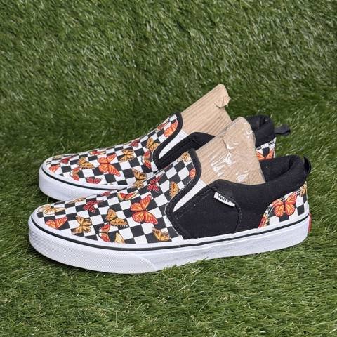 Vans Asher Womens Size 6 Checkerboard Butterfly Multicolor Slip On Skate Shoes photo 3