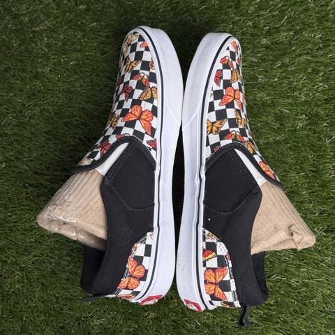 Vans Asher Womens Size 6 Checkerboard Butterfly Multicolor Slip On Skate Shoes photo 5