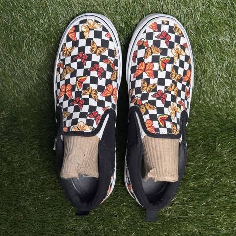 Vans Asher Womens Size 6 Checkerboard Butterfly Multicolor Slip On Skate Shoes photo 6