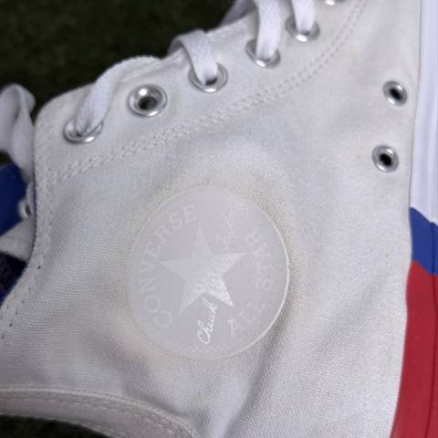 Converse Chuck Taylor All Star Hi Mens 8 Womens 10 White Red Blue High Top Shoes photo 8