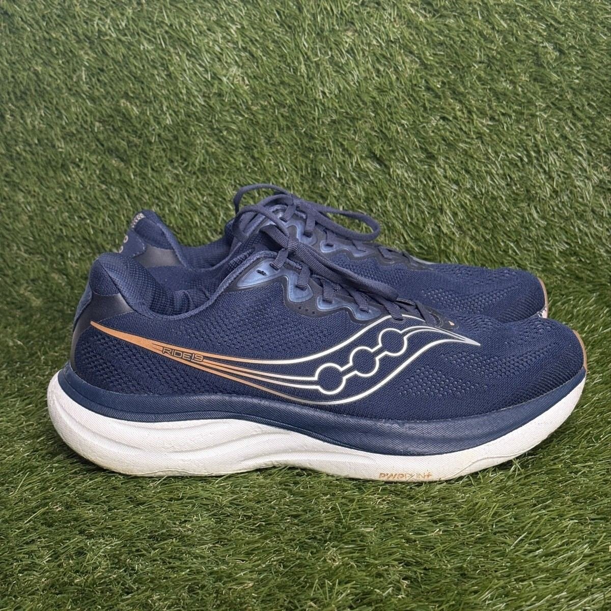 Saucony Ride 19 Mens Size 12 Wide Blue Athletic Running Walking Shoes S21056-105