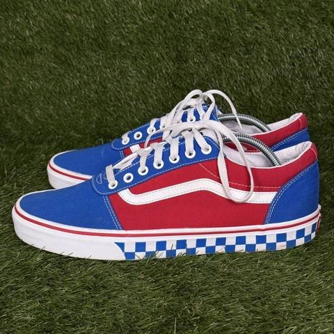 Vans Ward Low Mens Size 12 Red White Blue Checkered Canvas Skate Shoes 507698 photo 4
