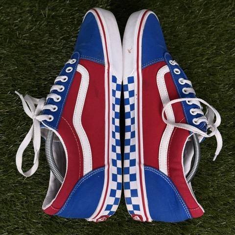 Vans Ward Low Mens Size 12 Red White Blue Checkered Canvas Skate Shoes 507698 photo 6