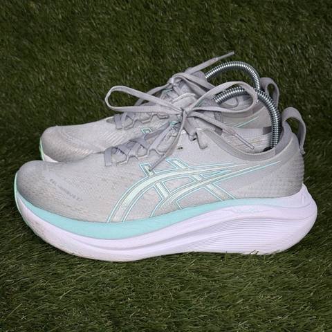 Asics Gel-Nimbus 27 Womens Size 8 Gray White Teal Cushioned Running Shoes photo 4
