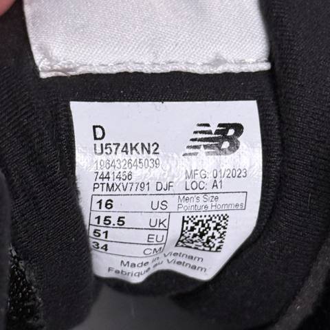 New Balance 574 Core Pack Mens Size 16 Black White Athletic Sneakers U574KN2 photo 2
