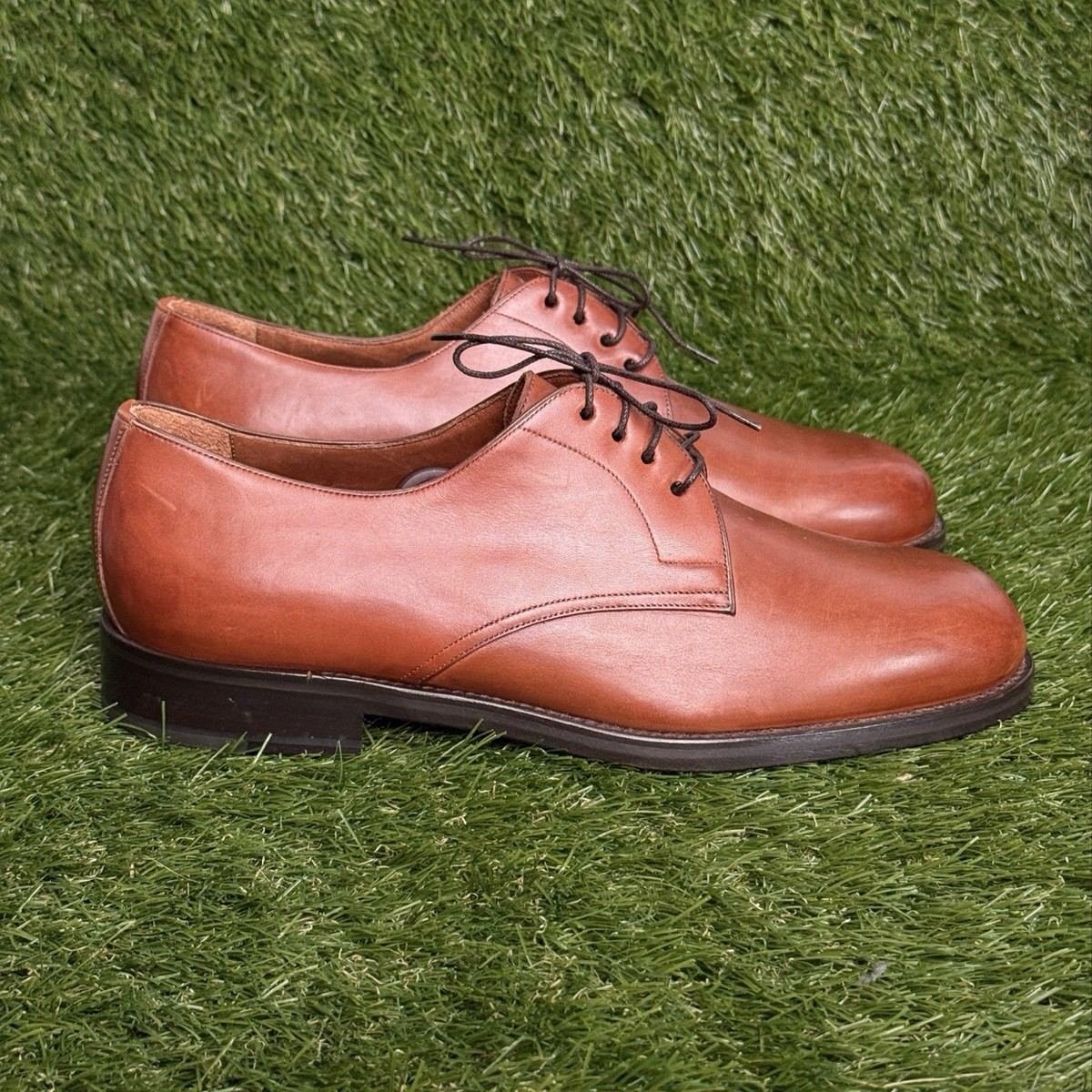 Coach Mens Size 9 M Brown Leather Plain Toe Derby Dress Shoes Italy Vintage