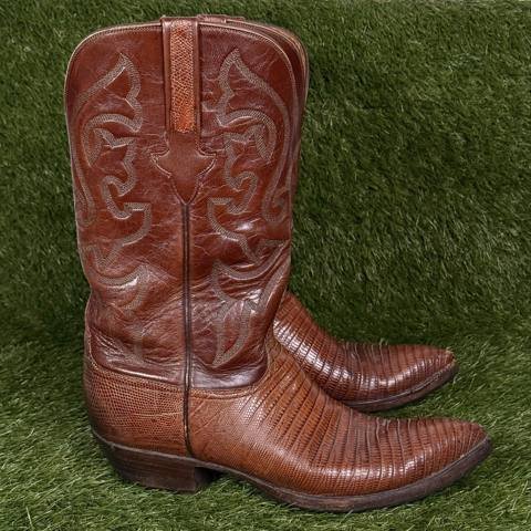 Lucchese Mcreedy Mens Size 9 D Brown Teju Lizard Western Cowboy Boots USA Made
