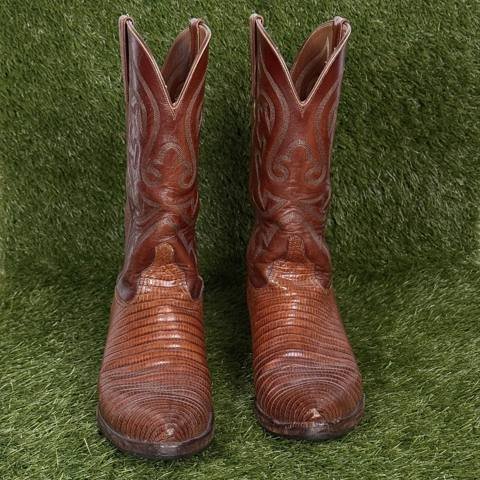 Lucchese Mcreedy Mens Size 9 D Brown Teju Lizard Western Cowboy Boots USA Made photo 2