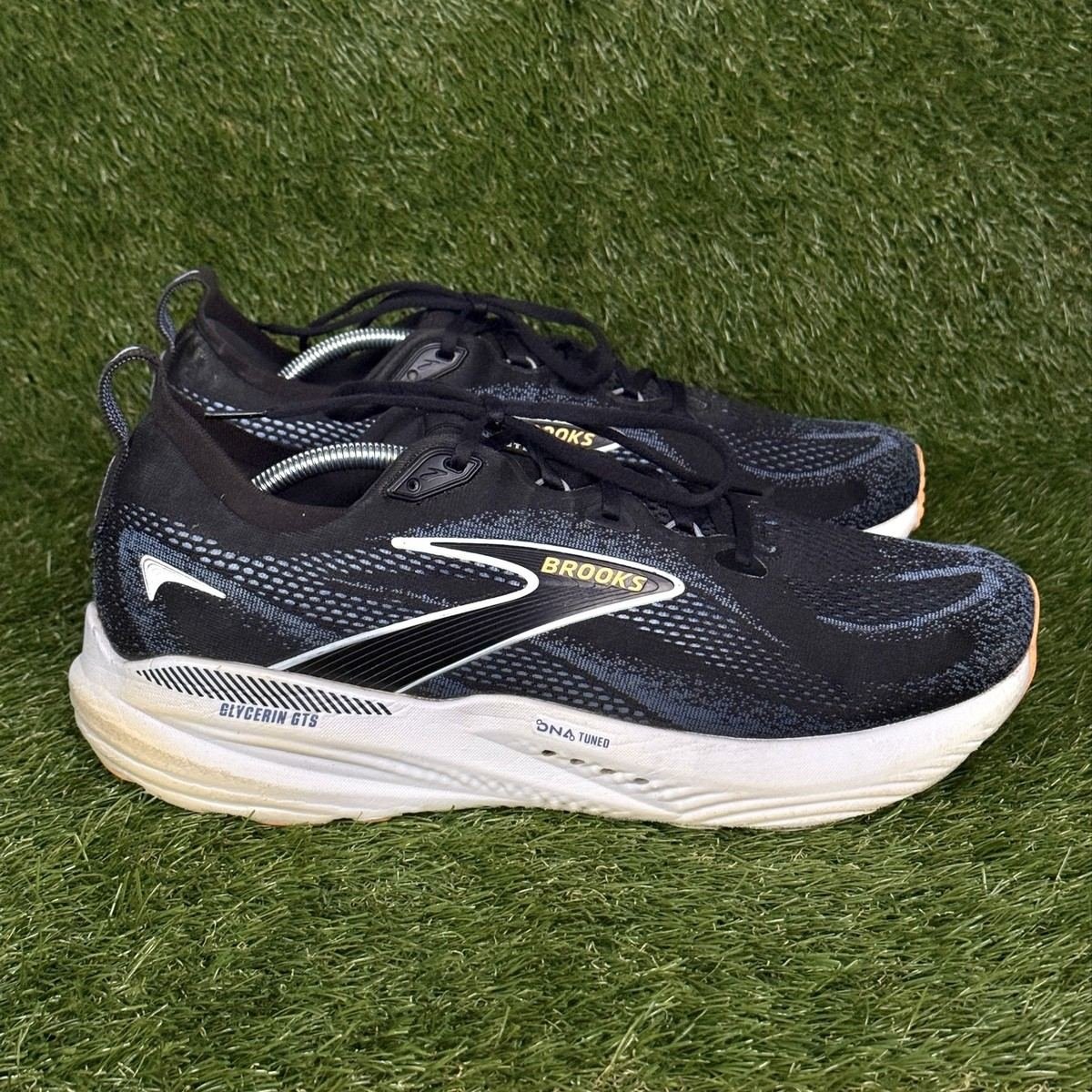 Brooks Glycerin GTS 22 Mens Size 13 2E Wide Black Blue Support Running Shoes