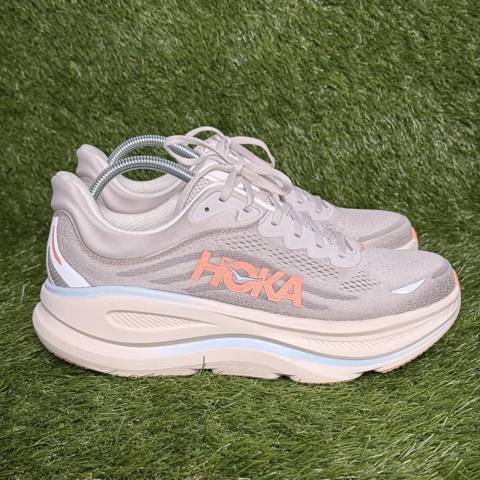 Hoka Bondi 9 Womens Size 11 B White Gray Peach Max Cushion Running Shoes 1162012