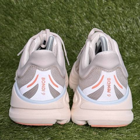 Hoka Bondi 9 Womens Size 11 B White Gray Peach Max Cushion Running Shoes 1162012 photo 5