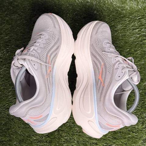 Hoka Bondi 9 Womens Size 11 B White Gray Peach Max Cushion Running Shoes 1162012 photo 6