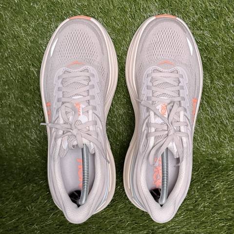 Hoka Bondi 9 Womens Size 11 B White Gray Peach Max Cushion Running Shoes 1162012 photo 7