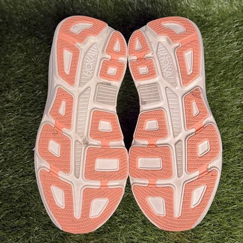 Hoka Bondi 9 Womens Size 11 B White Gray Peach Max Cushion Running Shoes 1162012 photo 8