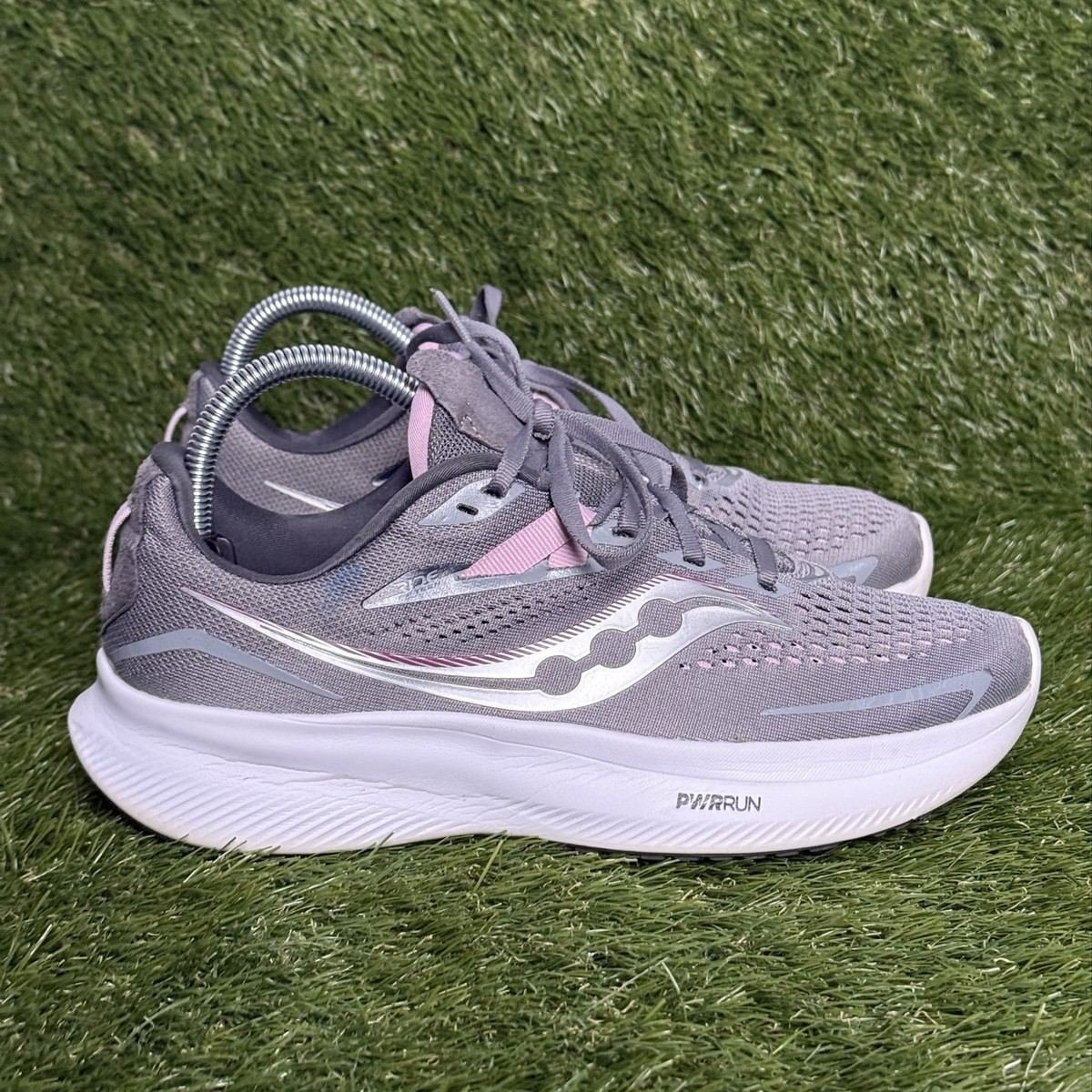 Saucony Ride 15 Wide Womens Size 8.5 W Gray Pink Cushioned Running Shoes S10730