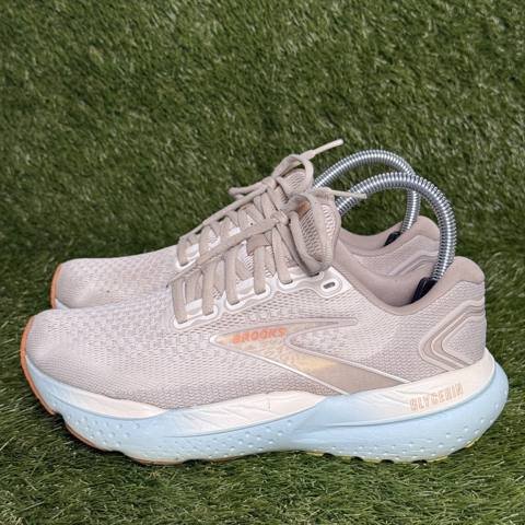 Brooks Glycerin 21 Womens Size 8 B Cream Sky Blue Orange Cushioned Running Shoes photo 3