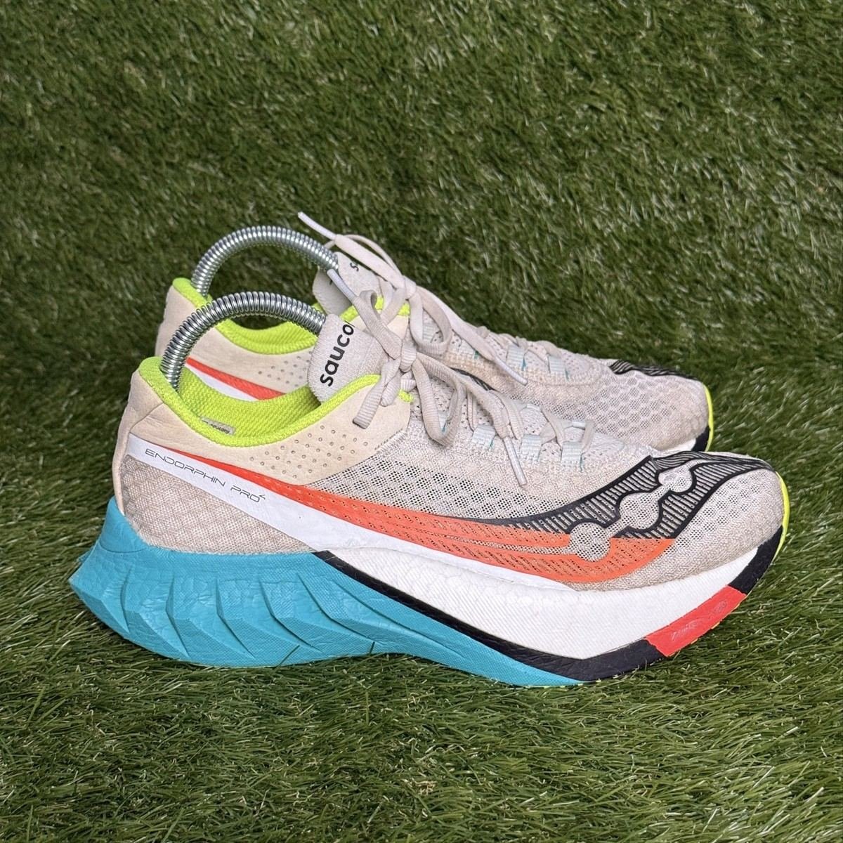 Saucony Endorphin Pro 4 Womens Size 9 White Orange Teal Carbon Plate Racing Shoe
