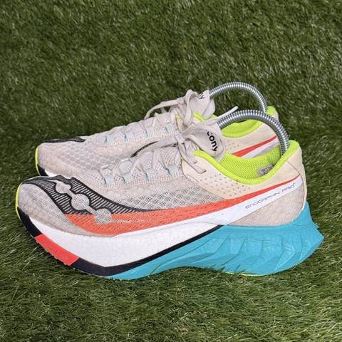 Saucony Endorphin Pro 4 Womens Size 9 White Orange Teal Carbon Plate Racing Shoe photo 3