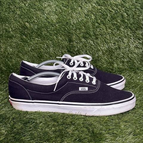 Vans Era Mens Size 14 Black White Canvas Lace Up Skate Shoes Sneakers