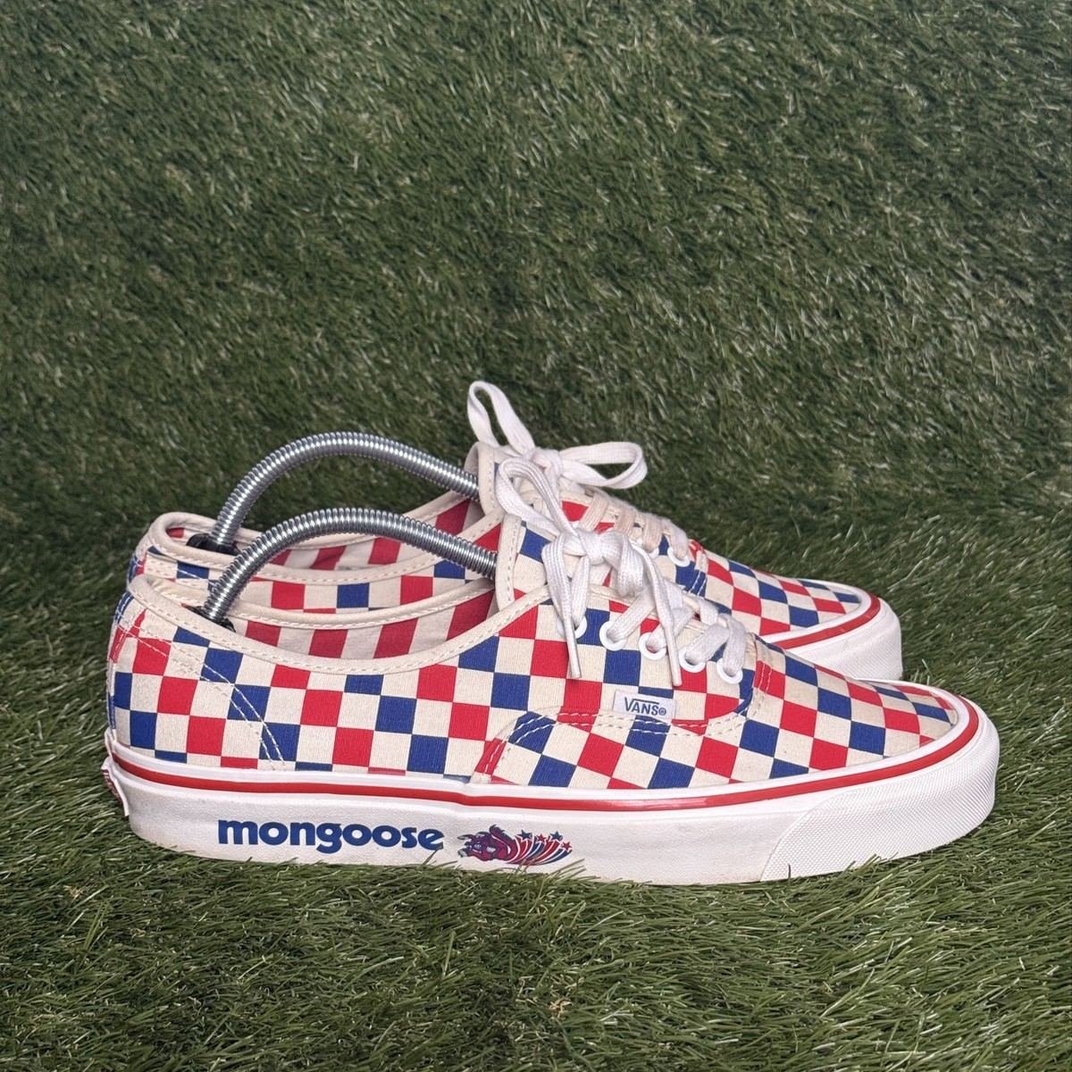 Vans Authentic x Mongoose Our Legends Mens Size 11.5 Red Blue Checkerboard Shoes