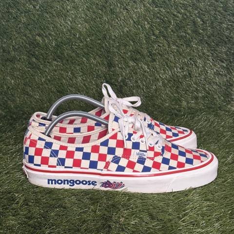 Vans Authentic x Mongoose Our Legends Mens Size 11.5 Red Blue Checkerboard Shoes