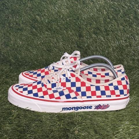 Vans Authentic x Mongoose Our Legends Mens Size 11.5 Red Blue Checkerboard Shoes photo 3