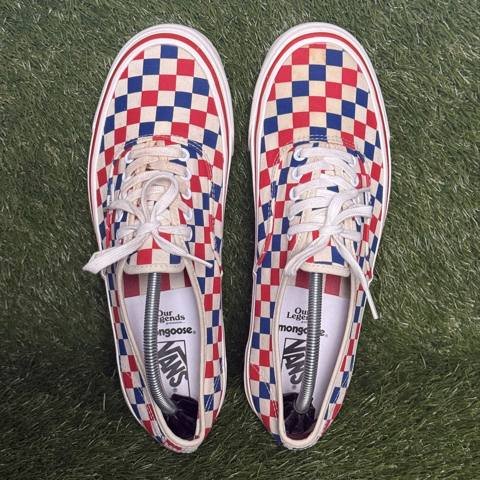 Vans Authentic x Mongoose Our Legends Mens Size 11.5 Red Blue Checkerboard Shoes photo 6